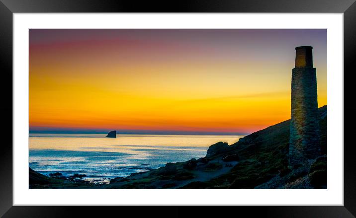 Trevellas Porth Sunset Framed Mounted Print by Mike Lanning