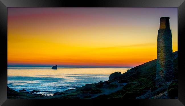 Trevellas Porth Sunset Framed Print by Mike Lanning