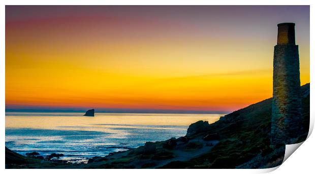 Trevellas Porth Sunset Print by Mike Lanning