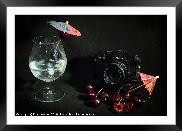 Cosina and Cherry cocktail Framed Mounted Print by Rob Hawkins
