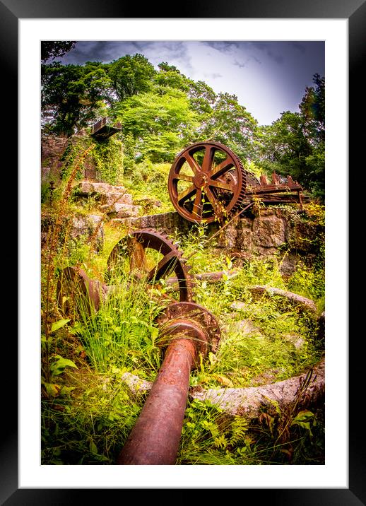 Luxulyan Valley Water Wheel ruins Framed Mounted Print by Mike Lanning