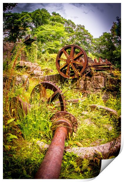 Luxulyan Valley Water Wheel ruins Print by Mike Lanning