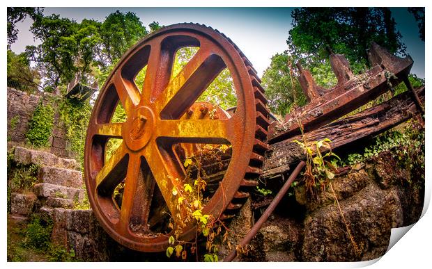 Luxulyan Valley Water Wheel ruins (2) Print by Mike Lanning