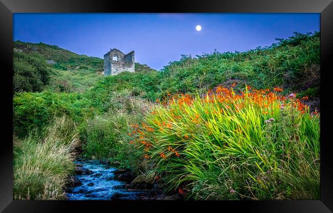 Trevellas by Moonlight Framed Print by Mike Lanning