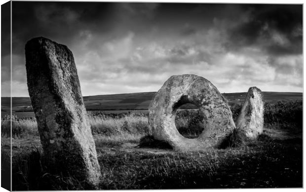 Men-an-Tol (B&W) Canvas Print by Mike Lanning