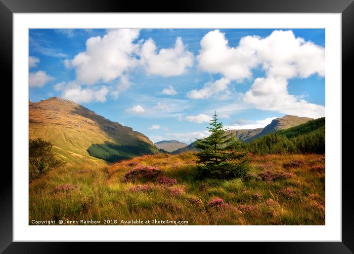 Mountain Pastoral. Rest and Be Thankful. Scotland Framed Mounted Print by Jenny Rainbow
