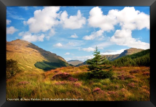 Mountain Pastoral. Rest and Be Thankful. Scotland Framed Print by Jenny Rainbow