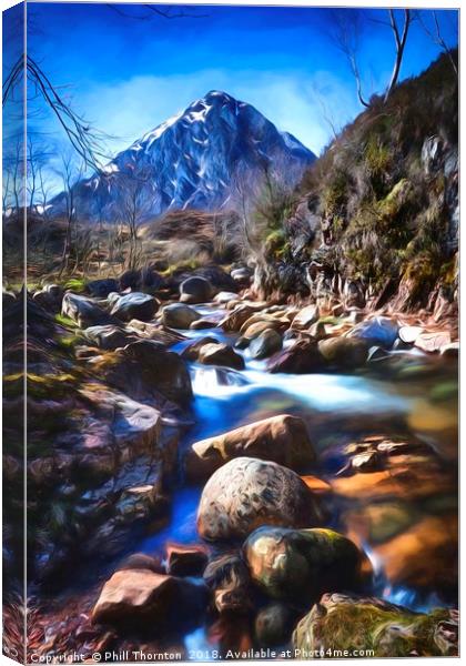 Stob Dearg with a impressionist painting effect. Canvas Print by Phill Thornton