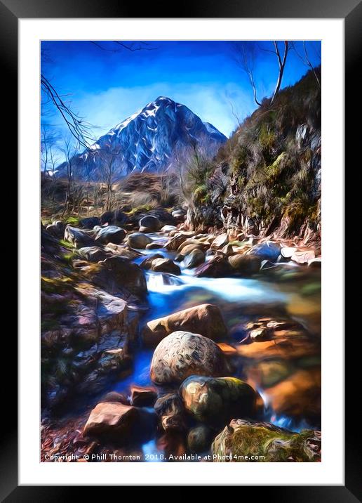 Stob Dearg with a impressionist painting effect. Framed Mounted Print by Phill Thornton