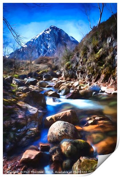 Stob Dearg with a impressionist painting effect. Print by Phill Thornton