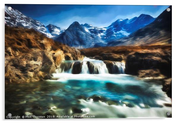 Fairy Pools, Isle of Skye, with an impressionist Acrylic by Phill Thornton