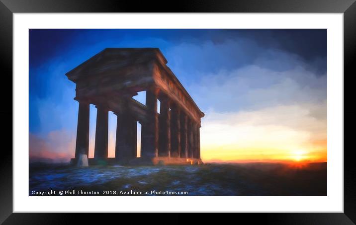 Impressionist Sunrise over Penshaw Monument  Framed Mounted Print by Phill Thornton