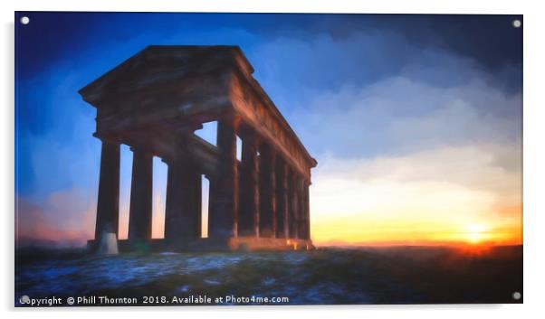 Impressionist Sunrise over Penshaw Monument  Acrylic by Phill Thornton
