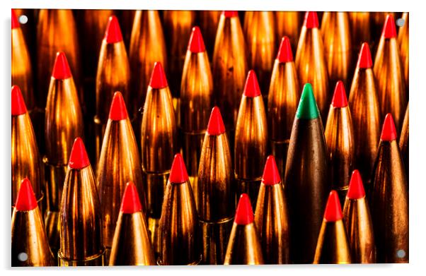Abstract Pattern of Standing Rifle Bullets Acrylic by Maggie McCall