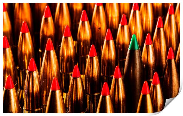Abstract Pattern of Standing Rifle Bullets Print by Maggie McCall