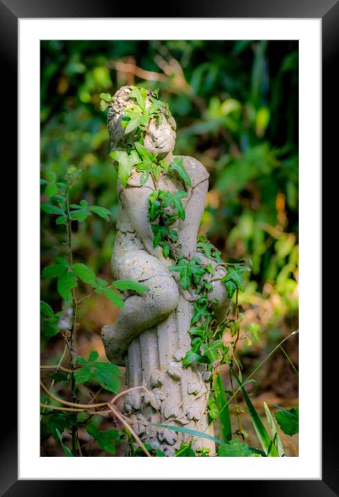 Garden Statue Framed Mounted Print by Mike Lanning