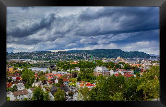 The city of Trondheim in Norway Framed Print by Hamperium Photography