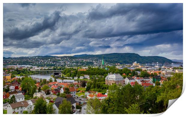 The city of Trondheim in Norway Print by Hamperium Photography