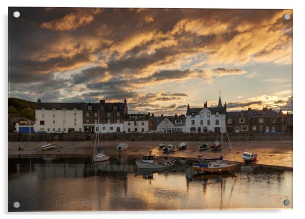 Stonehaven Sunset Acrylic by Mike Stephen