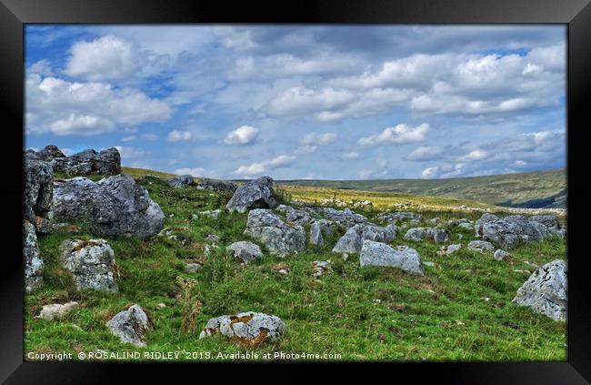 "Rocks , Moorland and Sky" Framed Print by ROS RIDLEY