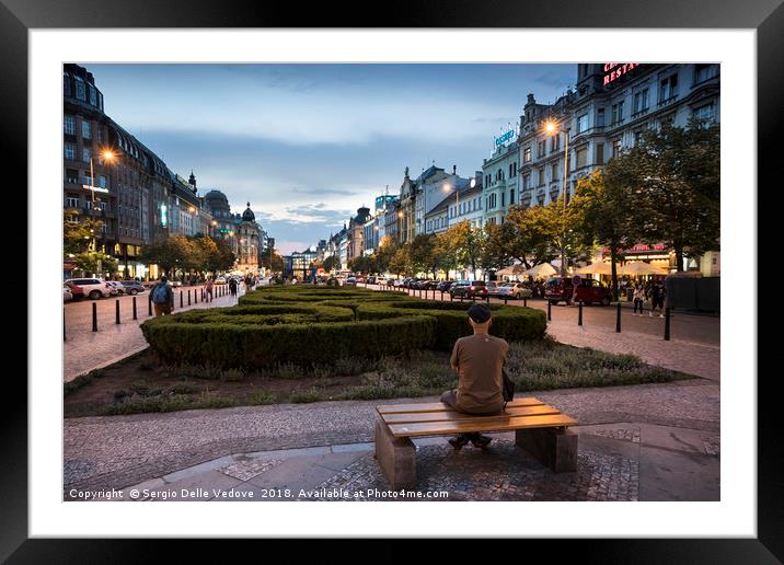 Wenceslas Square in Prague Framed Mounted Print by Sergio Delle Vedove
