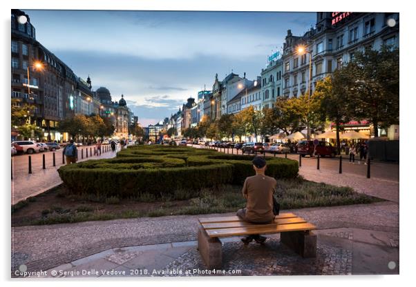 Wenceslas Square in Prague Acrylic by Sergio Delle Vedove