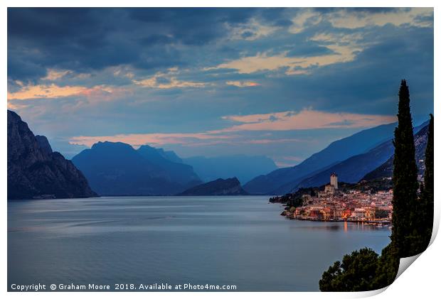 Malcesine in the evening Print by Graham Moore