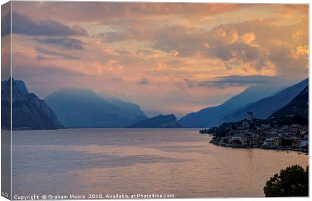 Malcesine at sunrise Canvas Print by Graham Moore