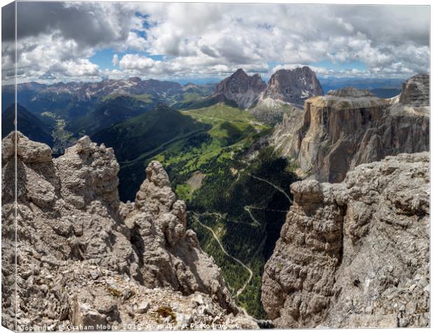 Sass Pordoi in the Dolomites Canvas Print by Graham Moore