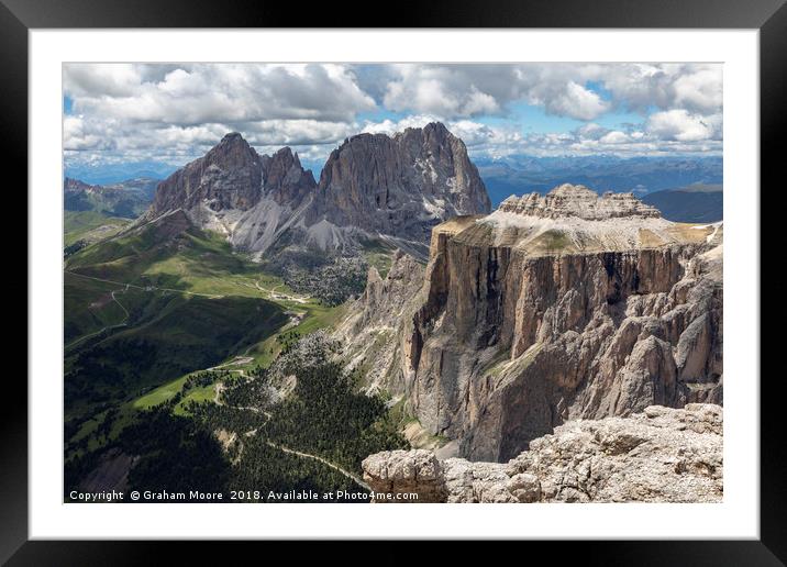 Sella Towers Framed Mounted Print by Graham Moore