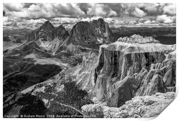 Sella Towers monochrome Print by Graham Moore