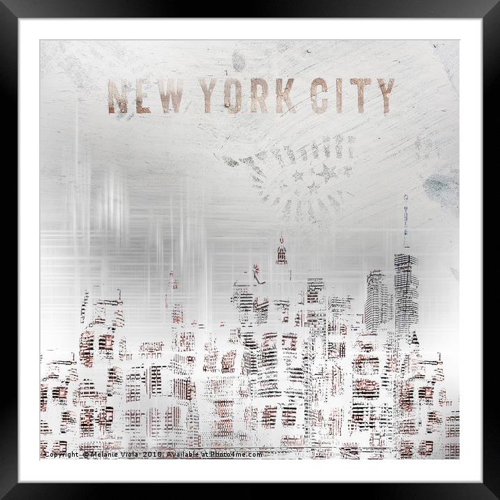 SHABBY CHIC New York City Skylines  Framed Mounted Print by Melanie Viola