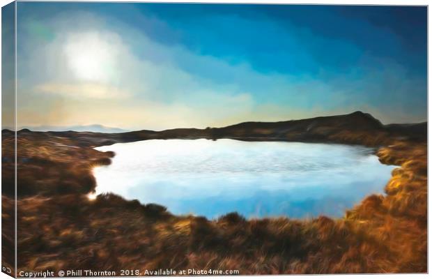 Sunset over Loch na Clarlaich to the Isle of Skye. Canvas Print by Phill Thornton