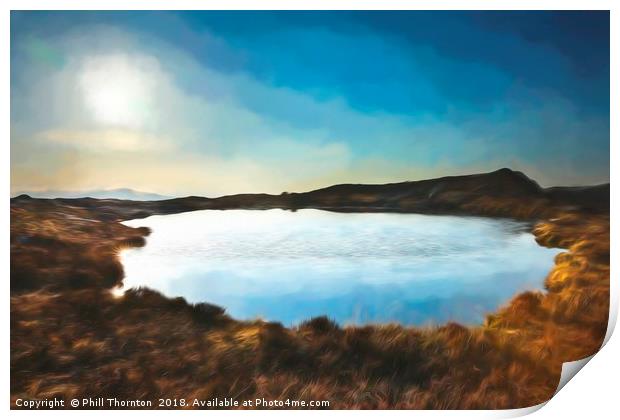 Sunset over Loch na Clarlaich to the Isle of Skye. Print by Phill Thornton