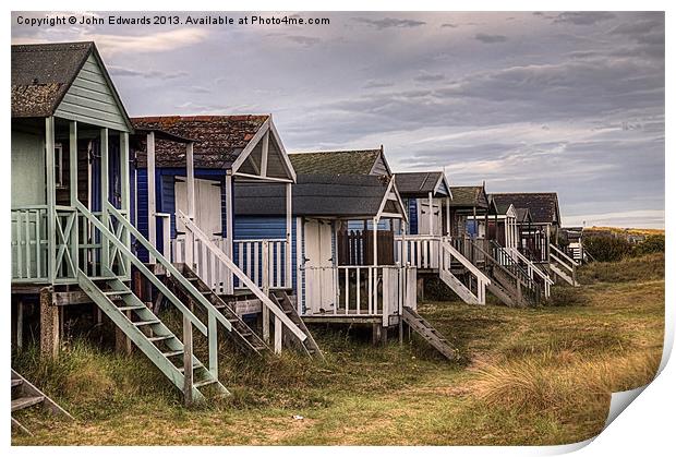 Old Hunstanton Beach Huts, North Norfolk, UK Print by John Edwards