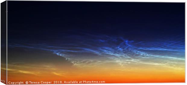 Rare Noctilucent Clouds  Canvas Print by Teresa Cooper