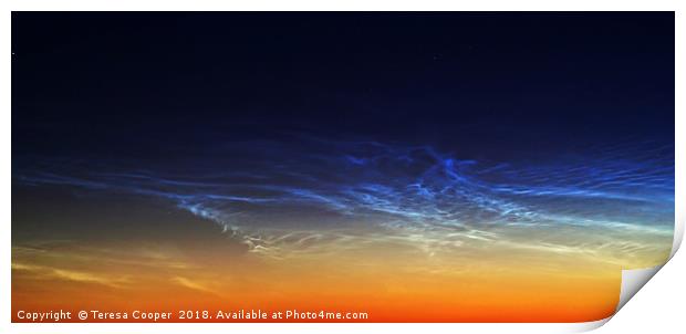 Rare Noctilucent Clouds  Print by Teresa Cooper