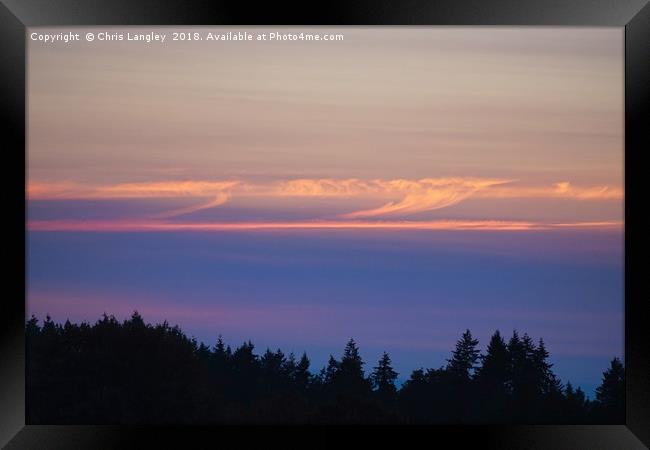 Looking out over the Salish Sea at sunset Framed Print by Chris Langley