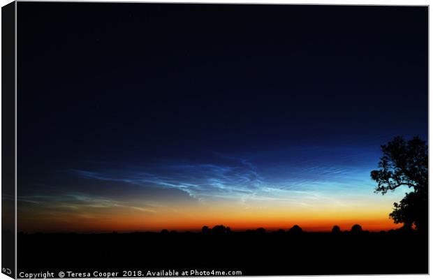Noctilucent clouds glow in the distance  Canvas Print by Teresa Cooper