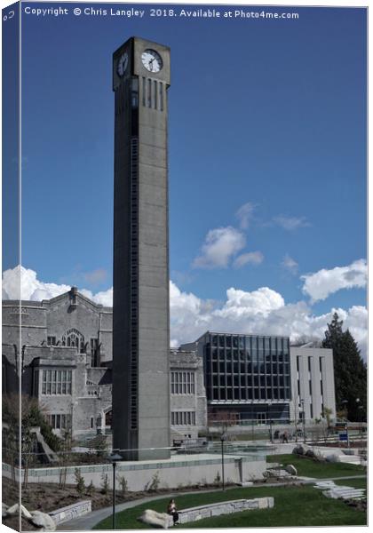 Central Library and Campanile, UBC, Vancouver Canvas Print by Chris Langley