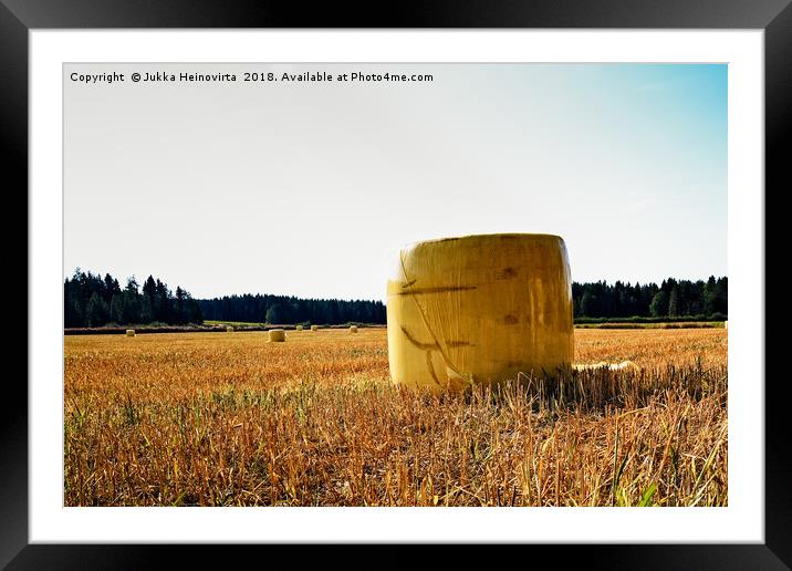 Yellow Straw Bales Framed Mounted Print by Jukka Heinovirta