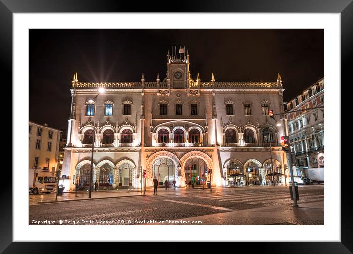 Rossio railways station in Lisbon Framed Mounted Print by Sergio Delle Vedove