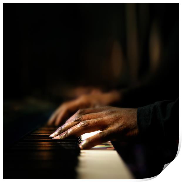 Hands playing piano close-up Print by Johan Swanepoel