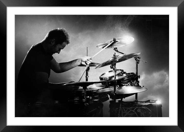  Drummer playing drums Framed Mounted Print by Johan Swanepoel
