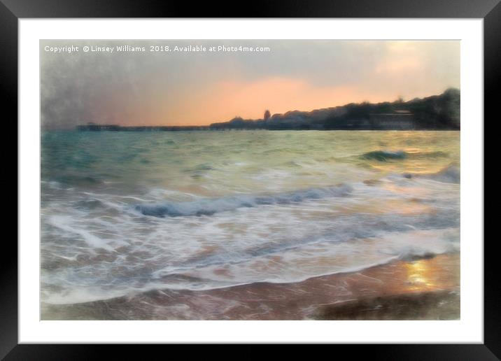 Swanage Bay and Pier Sunrise Framed Mounted Print by Linsey Williams