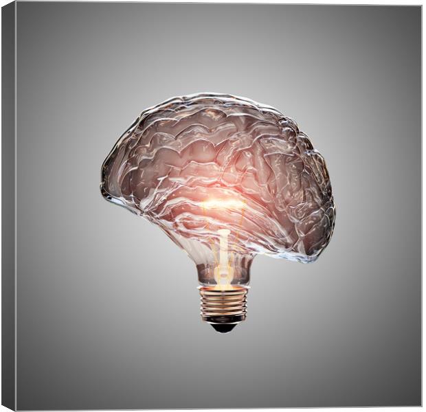 Light Bulb Brain Canvas Print by Johan Swanepoel