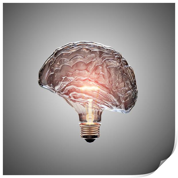 Light Bulb Brain Print by Johan Swanepoel