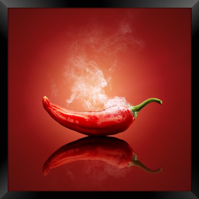 Chili red steaming hot Framed Print by Johan Swanepoel