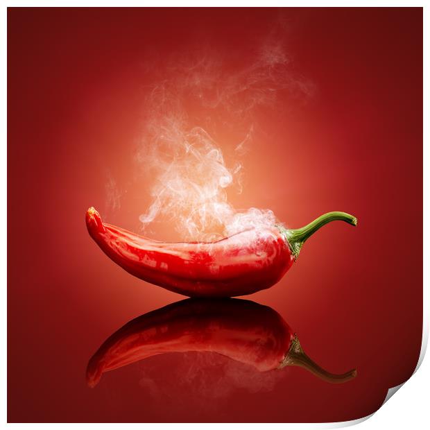 Chili red steaming hot Print by Johan Swanepoel