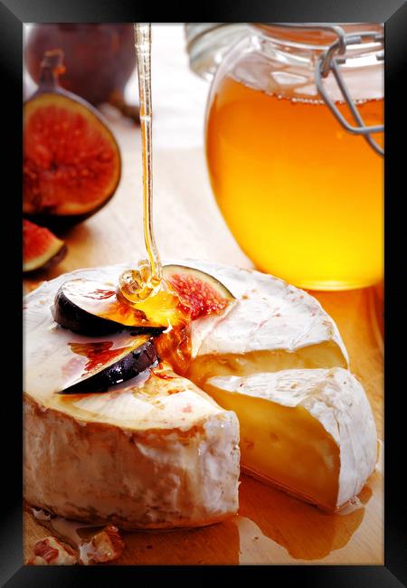 Brie Cheese with Figs and honey Framed Print by Johan Swanepoel